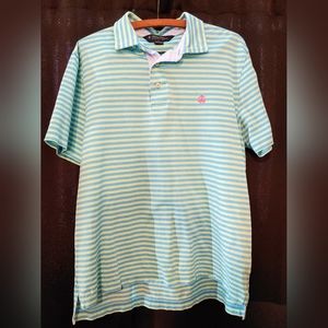 Brooks Brothers polo striped blue green pink logo shirt size M